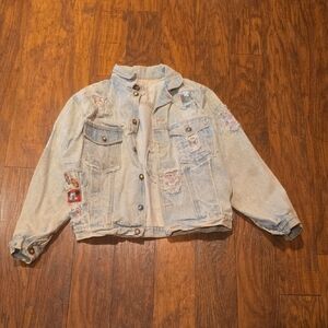 Disney Cream Denim Jacket with Logo Patch